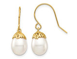 14K Yellow Gold Freshwater Cultured Rice Pearl 6-7mm Dangle Earrings